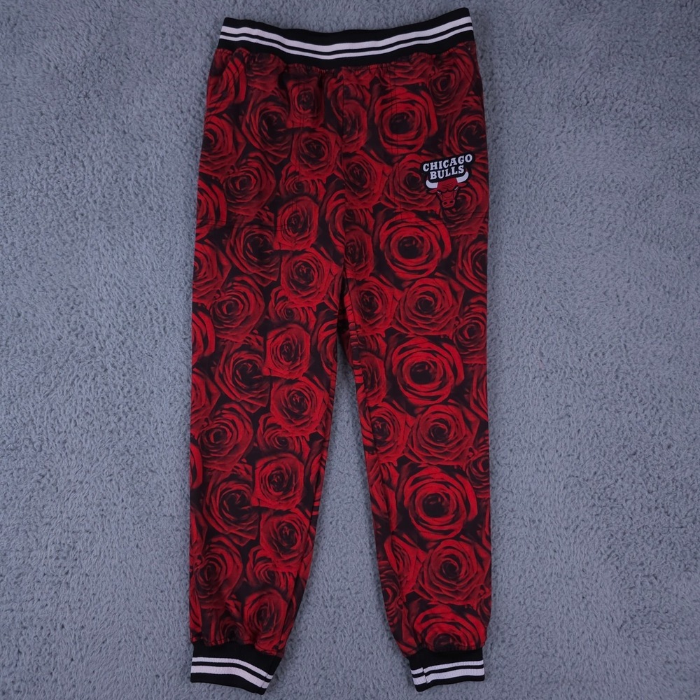 Chicago Bulls Pants Medium Red Black Roses Derrick Rose Sweatpants Joggers NBA